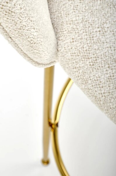 Scaun de bar auriu H116, stofa bucle/otel, 50x59x101 cm