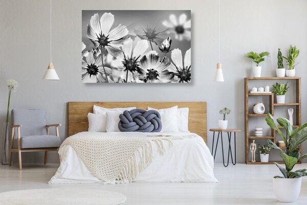 Tablou flori de vară în design alb-negru