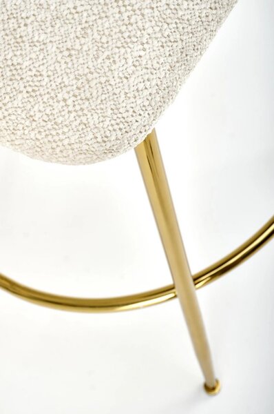 Scaun de bar auriu H116, stofa bucle/otel, 50x59x101 cm