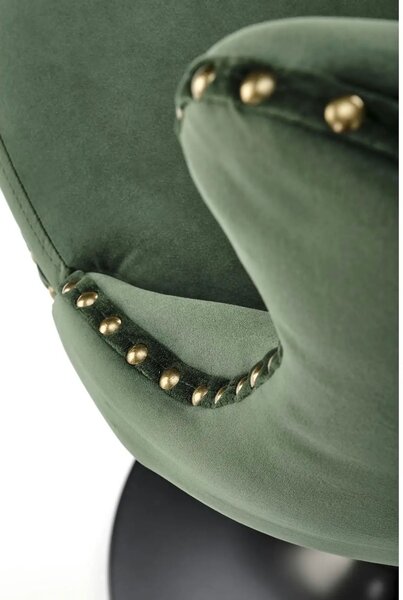 Scaun bar H117, verde/negru, stofa catifelata/otel, 47x52x96/118 cm