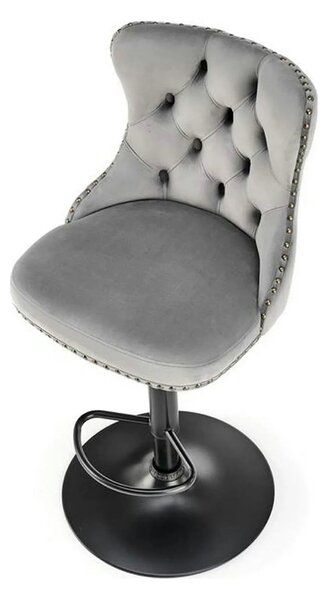 Scaun bar H117, gri/negru, stofa catifelata/otel, 47x52x96/118 cm