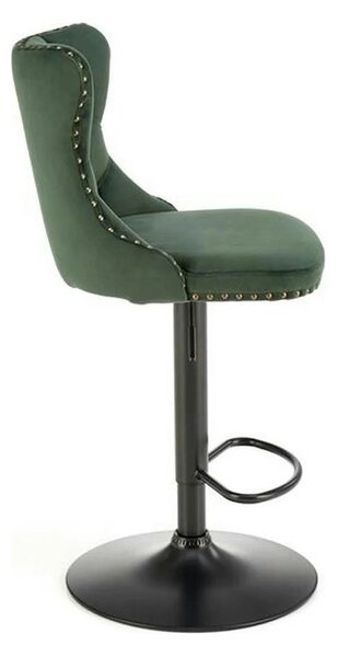 Scaun bar H117, verde/negru, stofa catifelata/otel, 47x52x96/118 cm