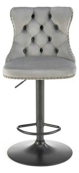 Scaun bar H117, gri/negru, stofa catifelata/otel, 47x52x96/118 cm