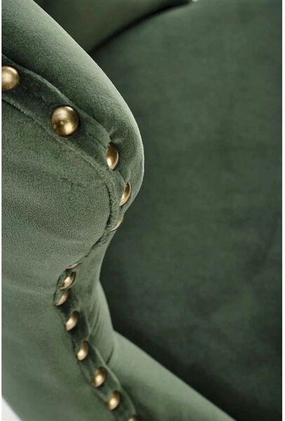 Scaun bar H117, verde/negru, stofa catifelata/otel, 47x52x96/118 cm