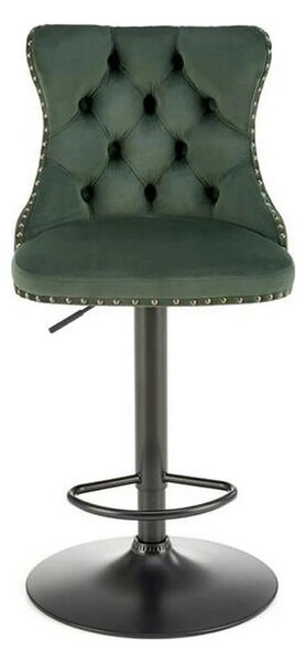Scaun bar H117, verde/negru, stofa catifelata/otel, 47x52x96/118 cm