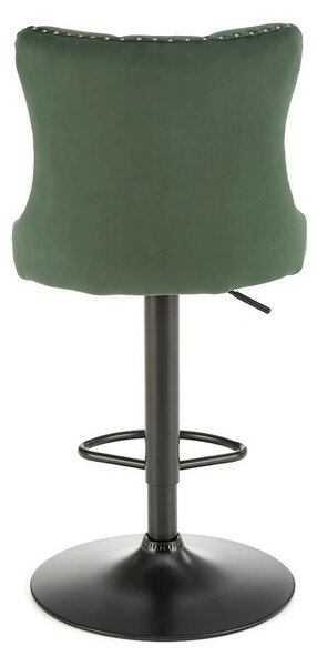 Scaun bar H117, verde/negru, stofa catifelata/otel, 47x52x96/118 cm