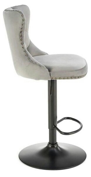 Scaun bar H117, gri/negru, stofa catifelata/otel, 47x52x96/118 cm