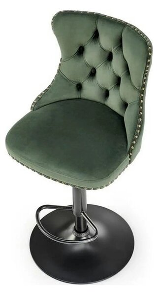 Scaun bar H117, verde/negru, stofa catifelata/otel, 47x52x96/118 cm