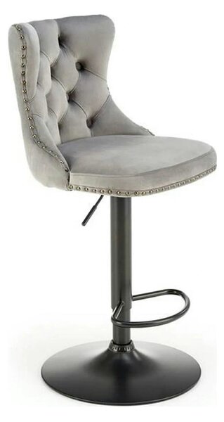 Scaun bar H117, gri/negru, stofa catifelata/otel, 47x52x96/118 cm