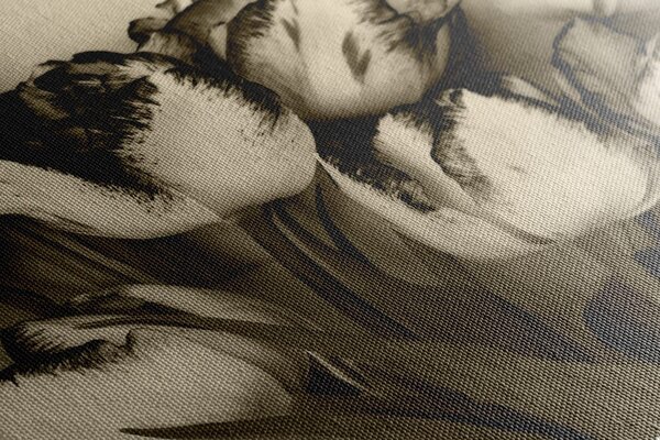Tablou lalele de primăvară în design sepia