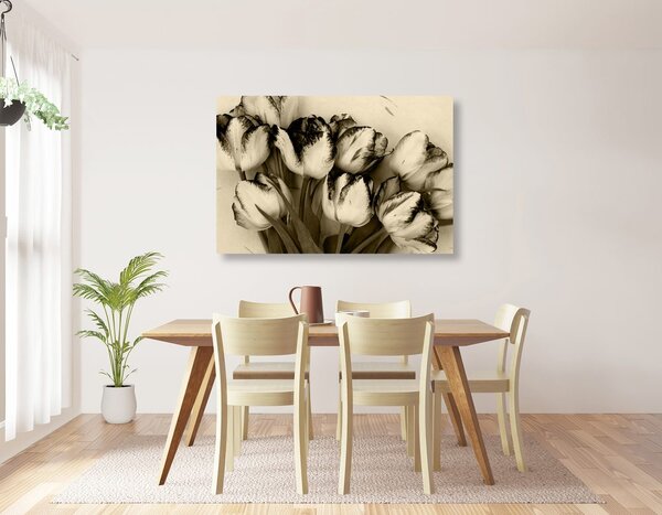 Tablou lalele de primăvară în design sepia