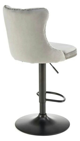 Scaun bar H117, gri/negru, stofa catifelata/otel, 47x52x96/118 cm