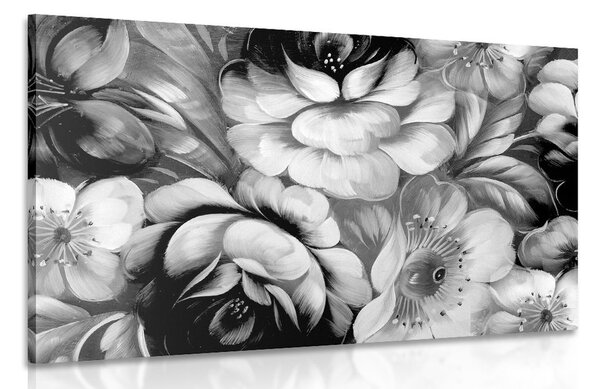 Tablou lumea impresionistă a florilor în design alb-negru