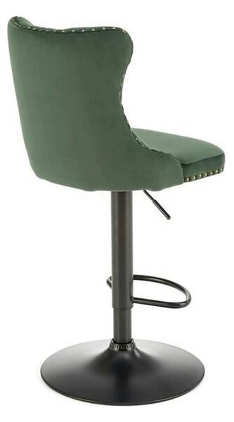 Scaun bar H117, verde/negru, stofa catifelata/otel, 47x52x96/118 cm