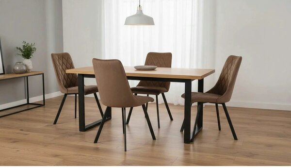 Scaun tapitat K450, bej, stofa catifelata, 44x58x85 cm