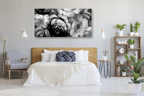 Tablou lumea florilor în design alb-negru