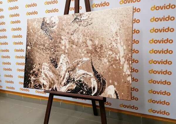 Tablou bujorii moderne pictate în design sepia