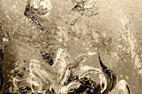 Tablou bujorii moderne pictate în design sepia