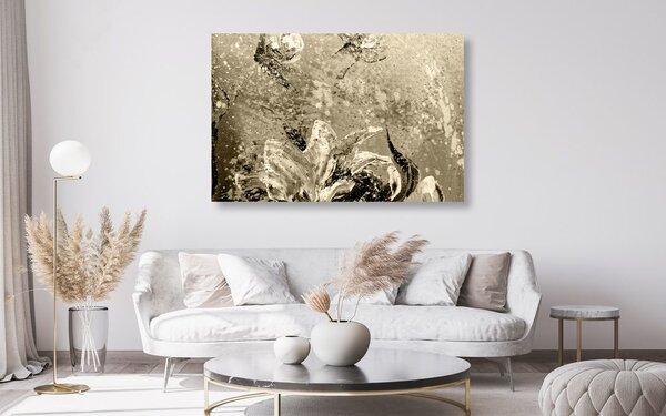 Tablou bujorii moderne pictate în design sepia