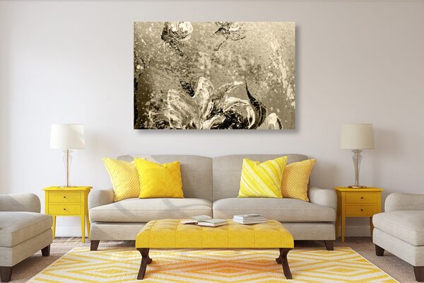 Tablou bujorii moderne pictate în design sepia