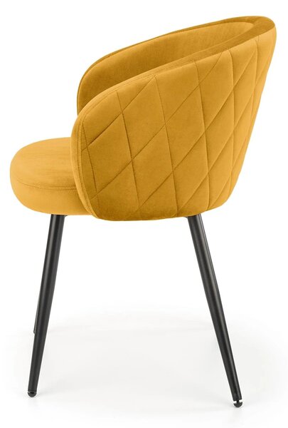 Scaun living galben K430, stofa catifelata/metal, 51x54x77 cm