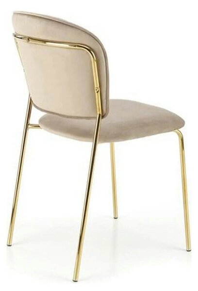 Scaun tapitat K499, bej/auriu, stofa catifelata, 47x56x85 cm