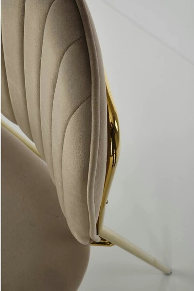 Scaun tapitat K499, bej/auriu, stofa catifelata, 47x56x85 cm