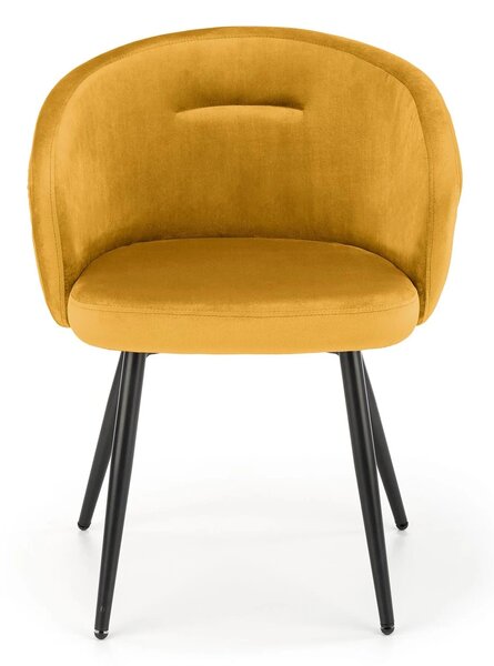 Scaun living galben K430, stofa catifelata/metal, 51x54x77 cm