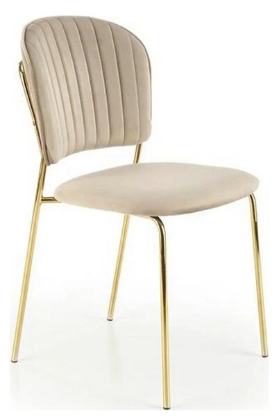 Scaun tapitat K499, bej/auriu, stofa catifelata, 47x56x85 cm
