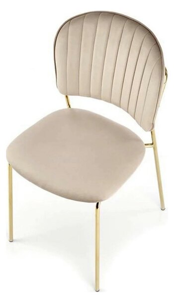 Scaun tapitat K499, bej/auriu, stofa catifelata, 47x56x85 cm