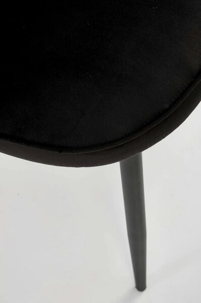Scaun tapitat K506, negru, cu imprimeu floral, stofa catifelata, 55x60