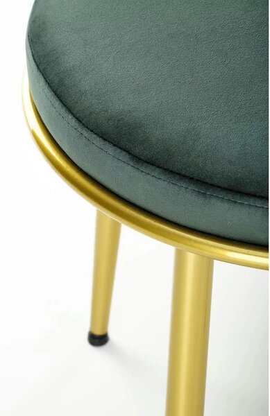 Scaun de dining K517, verde inchis/auriu, stofa catifelata/metal, 57x6