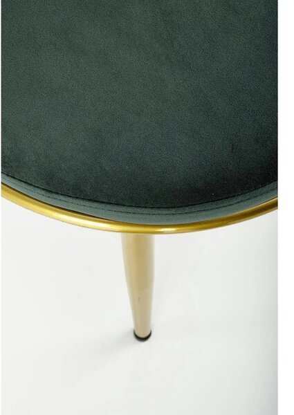 Scaun de dining K517, verde inchis/auriu, stofa catifelata/metal, 57x6