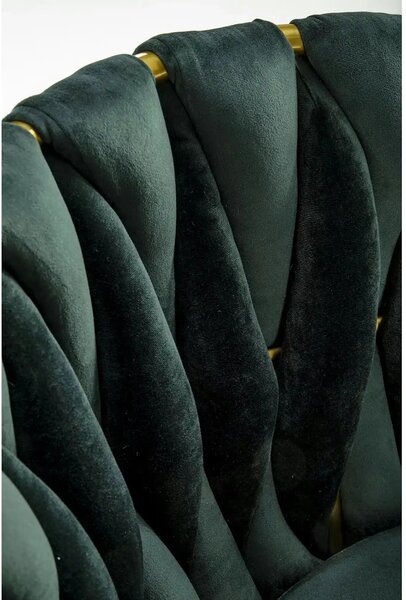 Scaun de dining K517, verde inchis/auriu, stofa catifelata/metal, 57x6
