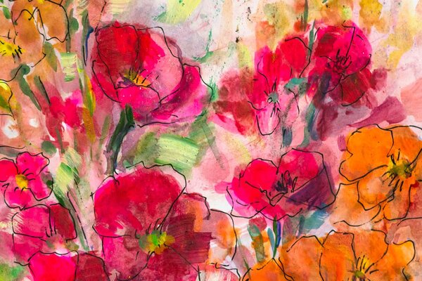 Tablou natura moartă florală pictată