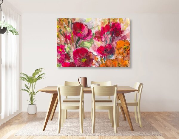 Tablou natura moartă florală pictată
