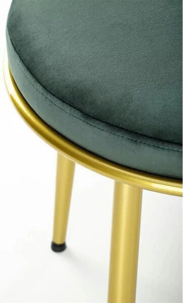 Scaun de dining K517, verde inchis/auriu, stofa catifelata/metal, 57x6