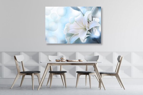 Tablou floare albă de crin pe fundalul abstract