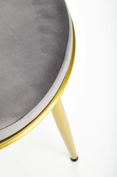 Scaun de dining K517, gri/auriu, stofa catifelata/metal, 57x60x79 cm
