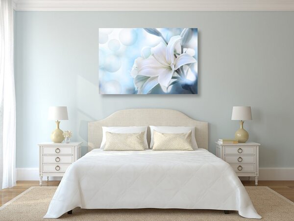 Tablou floare albă de crin pe fundalul abstract