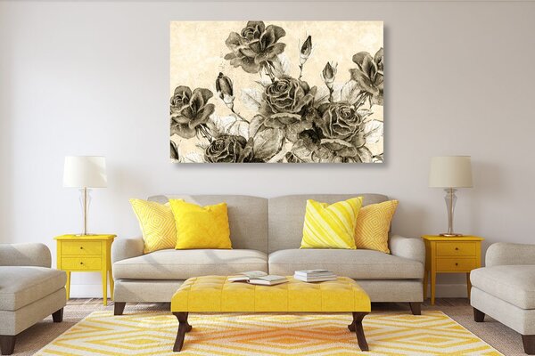 Tablou buchetul de trandafiri vintage în design sepia