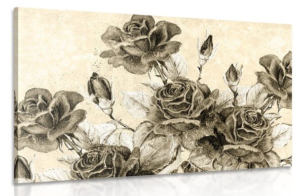 Tablou buchetul de trandafiri vintage în design sepia