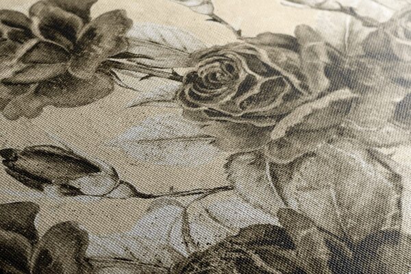 Tablou buchetul de trandafiri vintage în design sepia
