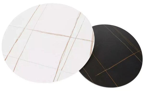 Set 2 masute cafea FERRANTE B, alb/negru, ceramica/metal