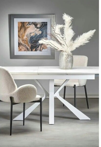 Scaun K477, crem/negru, stofa/metal, 58x58x89 cm