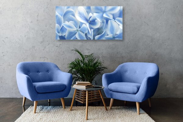 Tablou flori de hortensie albastru-albe