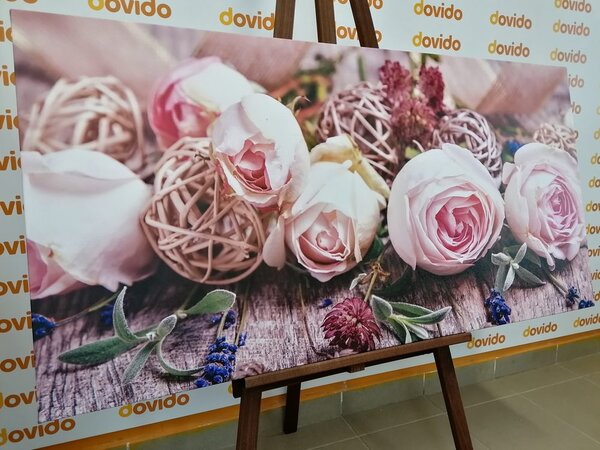 Tablou compoziție florală festivă de trandafiri