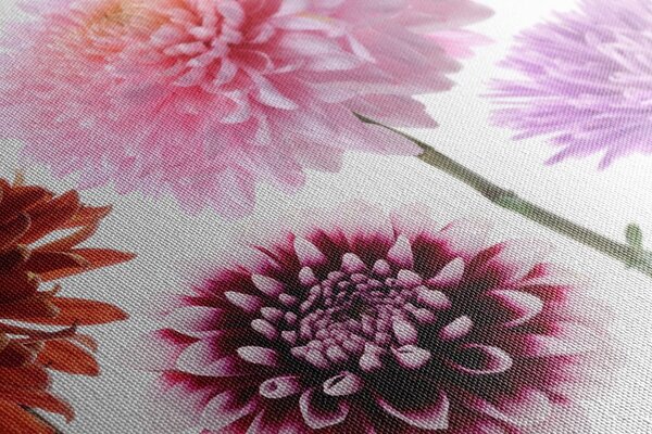 Tablou flori de dalia într-un design multicolor