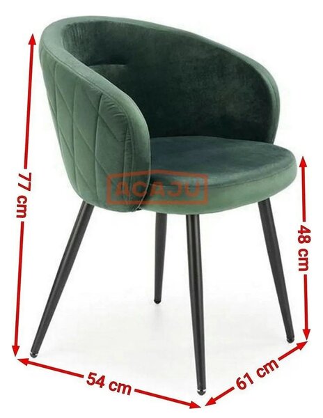 Scaun K430, verde/negru, stofa catifelata/metal, 61x54x77 cm