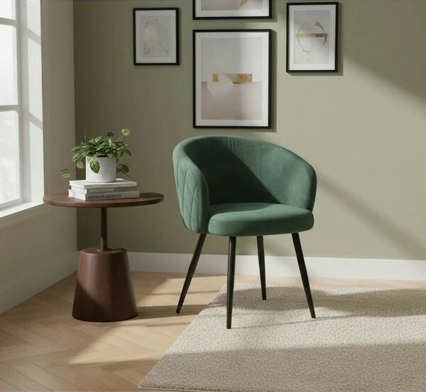 Scaun K430, verde/negru, stofa catifelata/metal, 61x54x77 cm